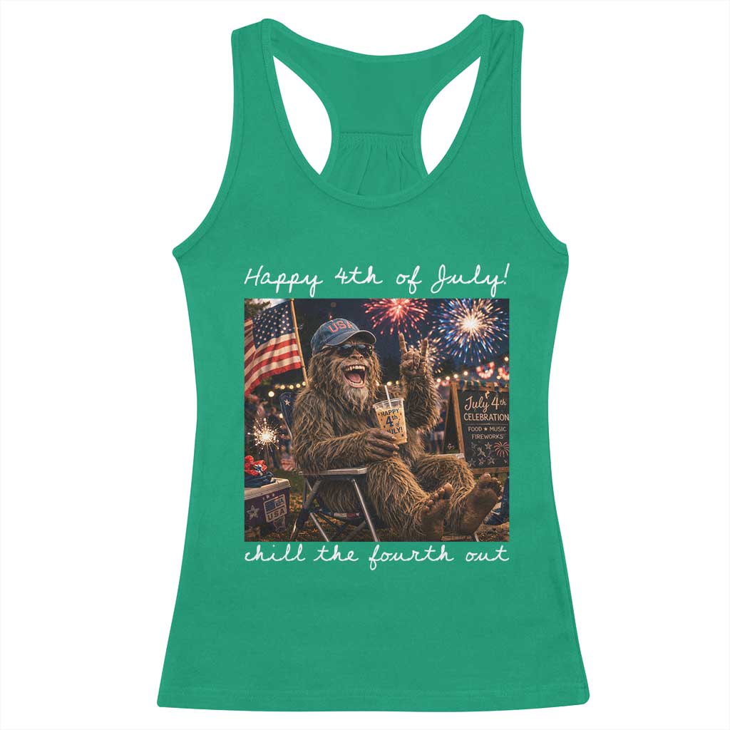 4th of July Bigfoot Racerback Tank Top Patriotic Sasquatch American Flag Party Festival TS14 Irish Green Print Your Wear
