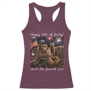 4th of July Bigfoot Racerback Tank Top Patriotic Sasquatch American Flag Party Festival TS14 Maroon Print Your Wear