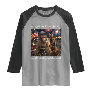 4th of July Bigfoot Raglan Shirt Patriotic Sasquatch American Flag Party Festival TS14 Sport Gray Black Print Your Wear