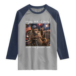 4th of July Bigfoot Raglan Shirt Patriotic Sasquatch American Flag Party Festival TS14 Sport Gray Navy Print Your Wear