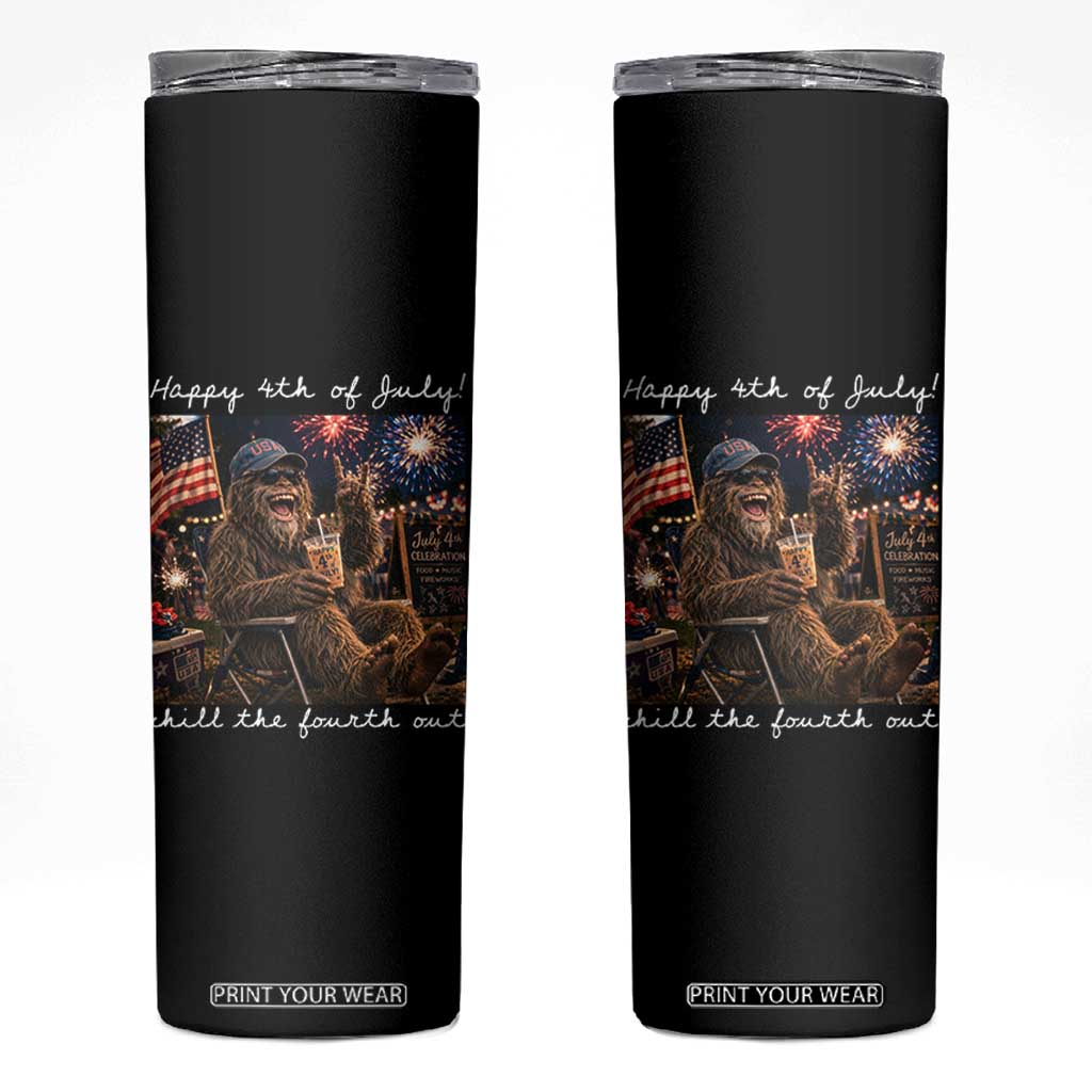 4th of July Bigfoot Skinny Tumbler Patriotic Sasquatch American Flag Party Festival TS14 Black Print Your Wear