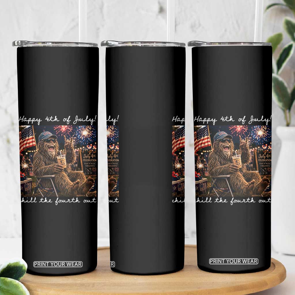4th of July Bigfoot Skinny Tumbler Patriotic Sasquatch American Flag Party Festival TS14 Print Your Wear