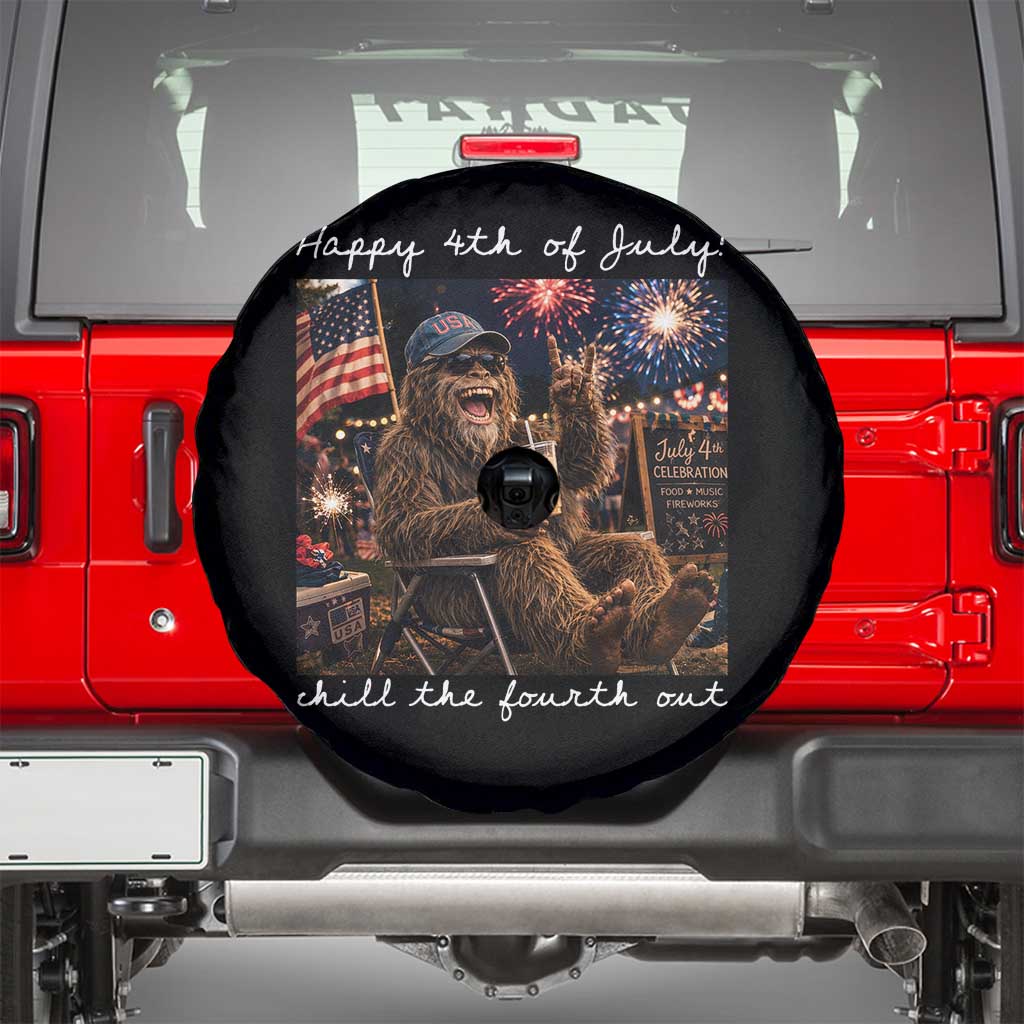 4th of July Bigfoot Spare Tire Cover Patriotic Sasquatch American Flag Party Festival TS14 Black Print Your Wear