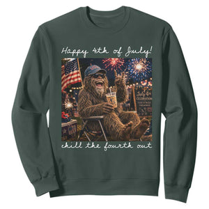 4th of July Bigfoot Sweatshirt Patriotic Sasquatch American Flag Party Festival TS14 Dark Forest Green Print Your Wear
