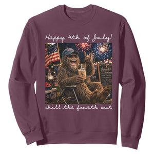 4th of July Bigfoot Sweatshirt Patriotic Sasquatch American Flag Party Festival TS14 Maroon Print Your Wear