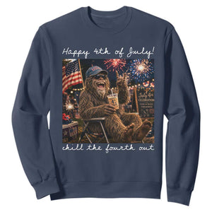 4th of July Bigfoot Sweatshirt Patriotic Sasquatch American Flag Party Festival TS14 Navy Print Your Wear