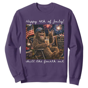 4th of July Bigfoot Sweatshirt Patriotic Sasquatch American Flag Party Festival TS14 Purple Print Your Wear