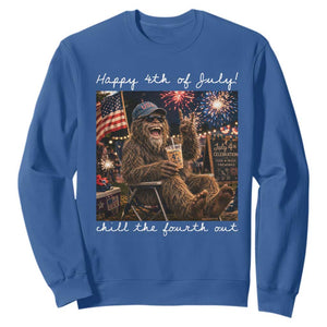 4th of July Bigfoot Sweatshirt Patriotic Sasquatch American Flag Party Festival TS14 Royal Blue Print Your Wear