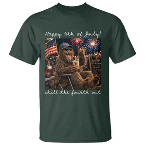 4th of July Bigfoot T Shirt Patriotic Sasquatch American Flag Party Festival TS14 Dark Forest Green Print Your Wear
