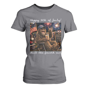 4th of July Bigfoot T Shirt For Women Patriotic Sasquatch American Flag Party Festival TS14 Charcoal Print Your Wear