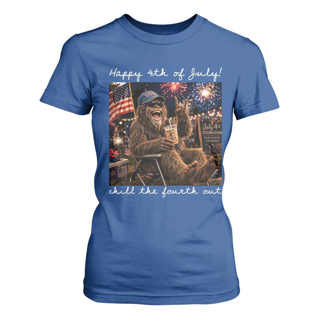 4th of July Bigfoot T Shirt For Women Patriotic Sasquatch American Flag Party Festival TS14 Royal Blue Print Your Wear