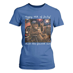 4th of July Bigfoot T Shirt For Women Patriotic Sasquatch American Flag Party Festival TS14 Royal Blue Print Your Wear