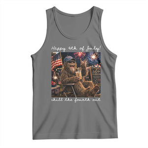 4th of July Bigfoot Tank Top Patriotic Sasquatch American Flag Party Festival TS14 Black Heather Print Your Wear