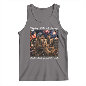 4th of July Bigfoot Tank Top Patriotic Sasquatch American Flag Party Festival TS14 Deep Heather Print Your Wear