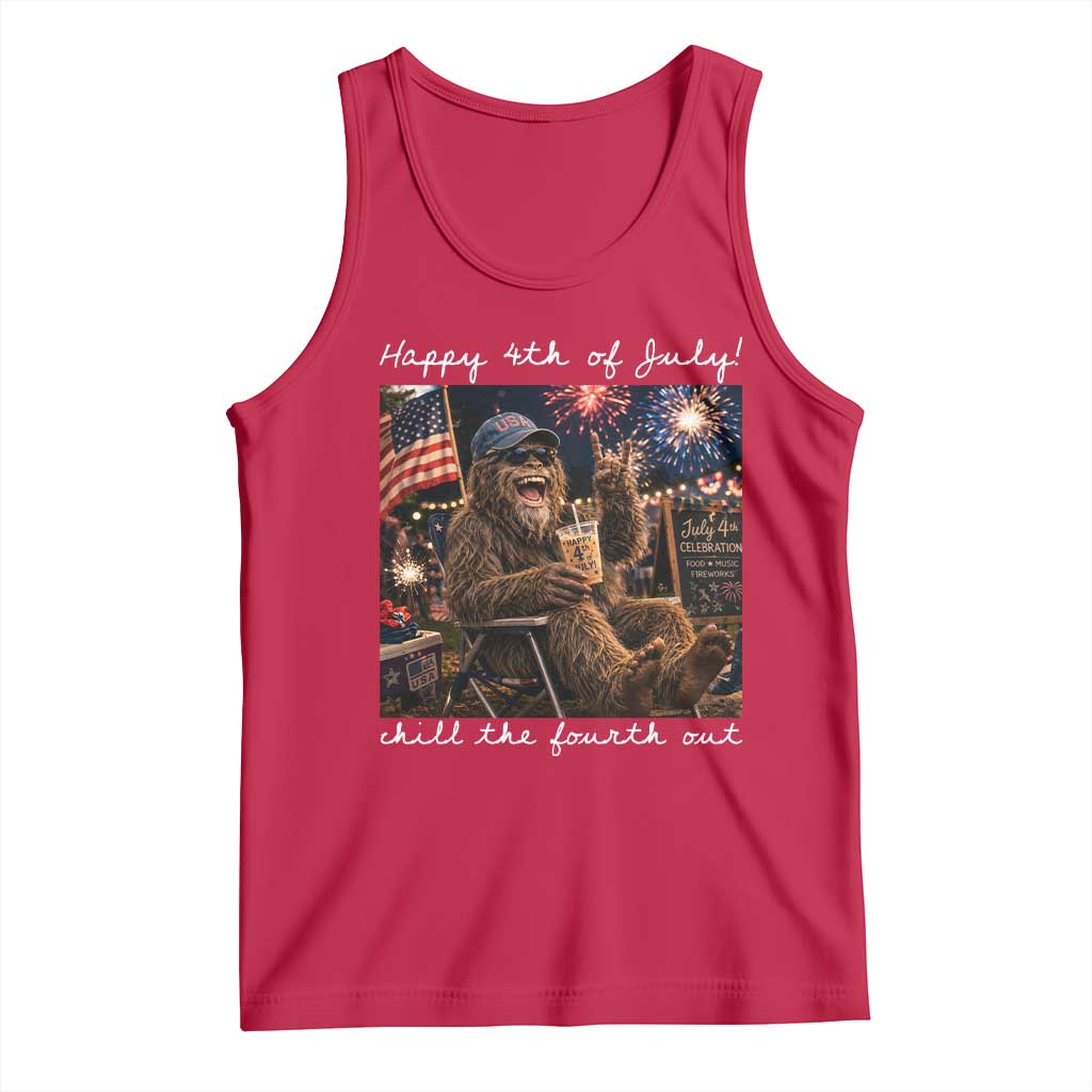4th of July Bigfoot Tank Top Patriotic Sasquatch American Flag Party Festival TS14 Red Print Your Wear