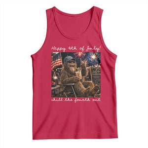 4th of July Bigfoot Tank Top Patriotic Sasquatch American Flag Party Festival TS14 Red Print Your Wear