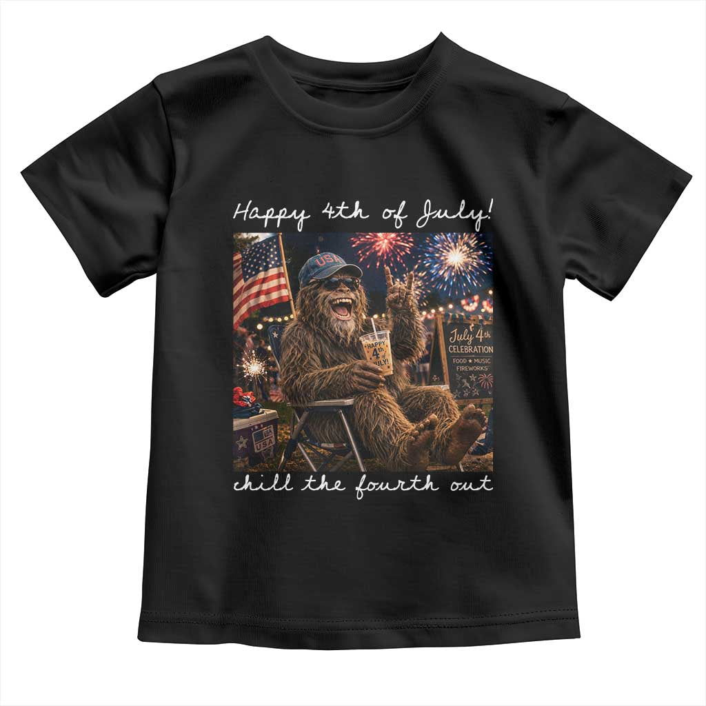 4th of July Bigfoot Toddler T Shirt Patriotic Sasquatch American Flag Party Festival TS14 Black Print Your Wear