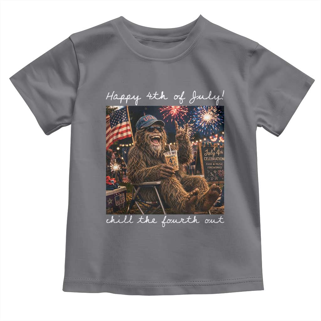 4th of July Bigfoot Toddler T Shirt Patriotic Sasquatch American Flag Party Festival TS14 Charcoal Print Your Wear