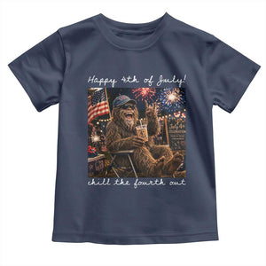 4th of July Bigfoot Toddler T Shirt Patriotic Sasquatch American Flag Party Festival TS14 Navy Print Your Wear