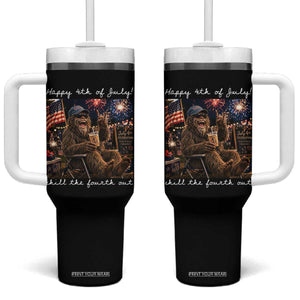 4th of July Bigfoot Tumbler With Handle Patriotic Sasquatch American Flag Party Festival TS14 One Size: 40 oz Black Print Your Wear