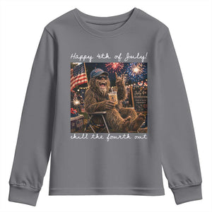 4th of July Bigfoot Youth Sweatshirt Patriotic Sasquatch American Flag Party Festival TS14 Charcoal Print Your Wear
