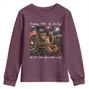 4th of July Bigfoot Youth Sweatshirt Patriotic Sasquatch American Flag Party Festival TS14 Maroon Print Your Wear