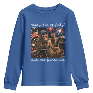 4th of July Bigfoot Youth Sweatshirt Patriotic Sasquatch American Flag Party Festival TS14 Royal Blue Print Your Wear