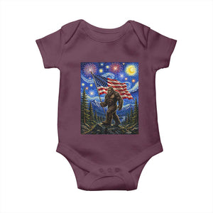 Bigfoot Patriotic 250 Years of Freedom Baby Onesie American USA Flag Stary Night TS14 Maroon Print Your Wear