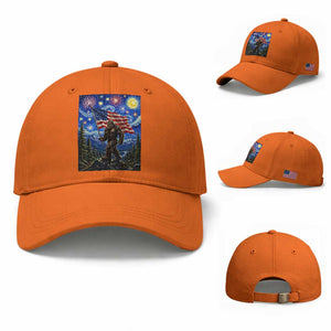 Bigfoot Patriotic 250 Years of Freedom Baseball Cap American USA Flag Stary Night TS14 Baseball Cap Universal Fit Orange Print Your Wear