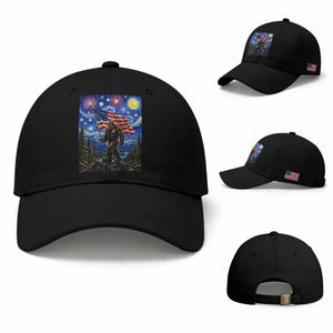 Bigfoot Patriotic 250 Years of Freedom Baseball Cap American USA Flag Stary Night TS14 Baseball Cap Universal Fit Black Print Your Wear