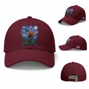 Bigfoot Patriotic 250 Years of Freedom Baseball Cap American USA Flag Stary Night TS14 Baseball Cap Universal Fit Maroon Print Your Wear