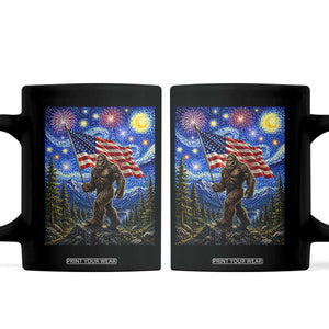 Bigfoot Patriotic 250 Years of Freedom Coffee Mug American USA Flag Stary Night TS14 Black Print Your Wear
