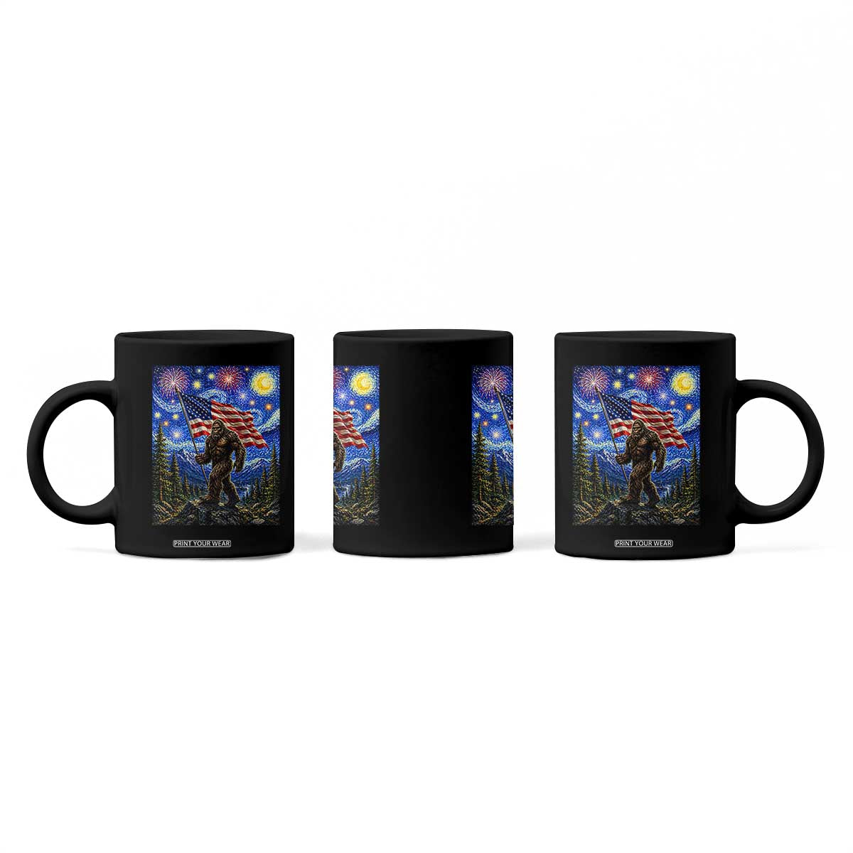 Bigfoot Patriotic 250 Years of Freedom Coffee Mug American USA Flag Stary Night TS14 Print Your Wear