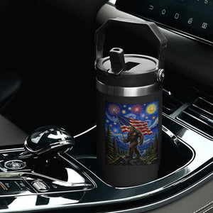 Bigfoot Patriotic 250 Years of Freedom Flip Straw Tumbler American USA Flag Stary Night TS14 Print Your Wear