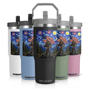 Bigfoot Patriotic 250 Years of Freedom Flip Straw Tumbler American USA Flag Stary Night TS14 Print Your Wear