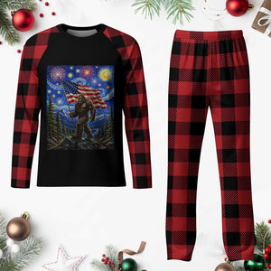 Bigfoot Patriotic 250 Years of Freedom Plaid Pajama Set American USA Flag Stary Night TS14 Buffalo Plaid Print Your Wear