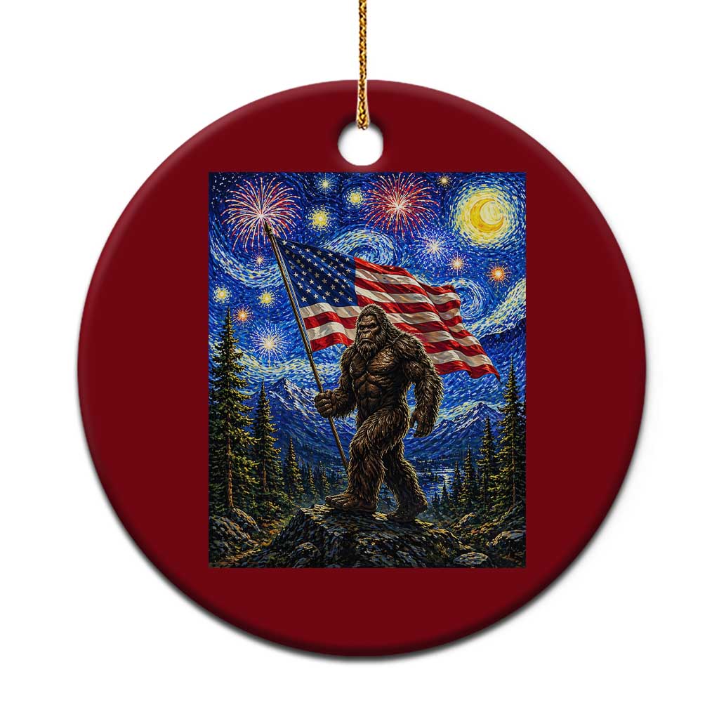 Bigfoot Patriotic 250 Years of Freedom Ceramic Ornament American USA Flag Stary Night TS14 1pc Red Print Your Wear