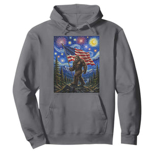 Bigfoot Patriotic 250 Years of Freedom Hoodie American USA Flag Stary Night TS14 Charcoal Print Your Wear