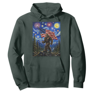Bigfoot Patriotic 250 Years of Freedom Hoodie American USA Flag Stary Night TS14 Dark Forest Green Print Your Wear