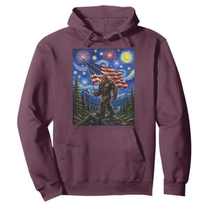Bigfoot Patriotic 250 Years of Freedom Hoodie American USA Flag Stary Night TS14 Maroon Print Your Wear