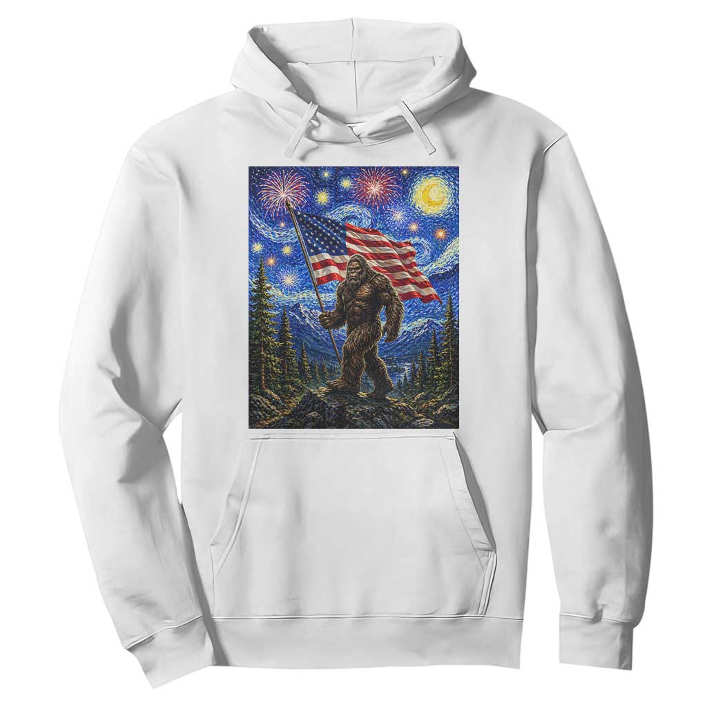 Bigfoot Patriotic 250 Years of Freedom Hoodie American USA Flag Stary Night TS14 White Print Your Wear