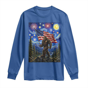 Bigfoot Patriotic 250 Years of Freedom Long Sleeve Shirt American USA Flag Stary Night TS14 Royal Blue Print Your Wear