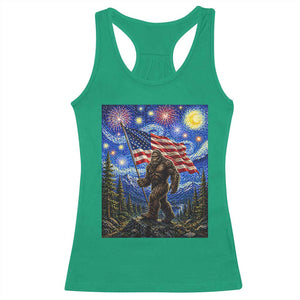 Bigfoot Patriotic 250 Years of Freedom Racerback Tank Top American USA Flag Stary Night TS14 Irish Green Print Your Wear