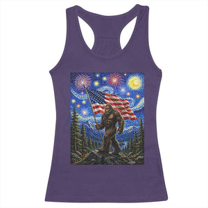 Bigfoot Patriotic 250 Years of Freedom Racerback Tank Top American USA Flag Stary Night TS14 Purple Print Your Wear