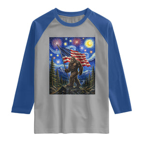 Bigfoot Patriotic 250 Years of Freedom Raglan Shirt American USA Flag Stary Night TS14 Sport Gray Royal Print Your Wear