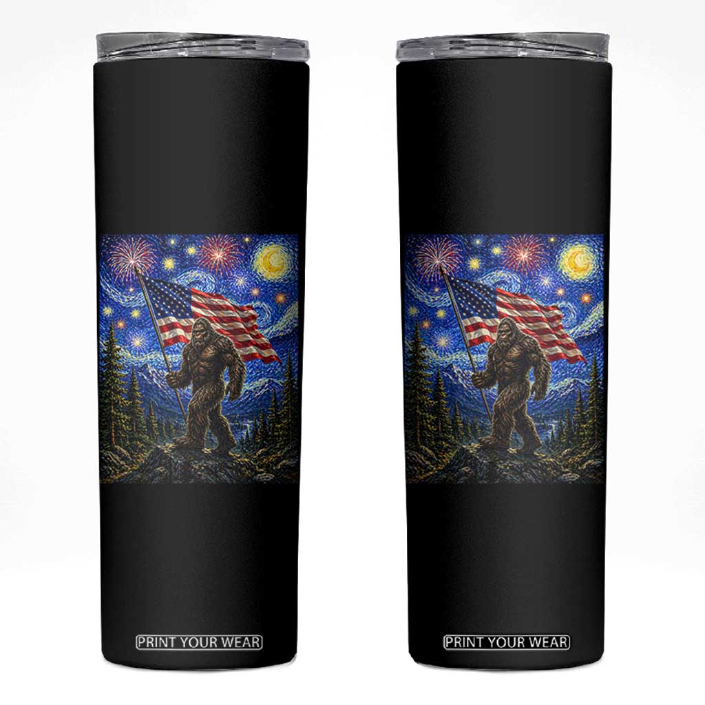 Bigfoot Patriotic 250 Years of Freedom Skinny Tumbler American USA Flag Stary Night TS14 Black Print Your Wear