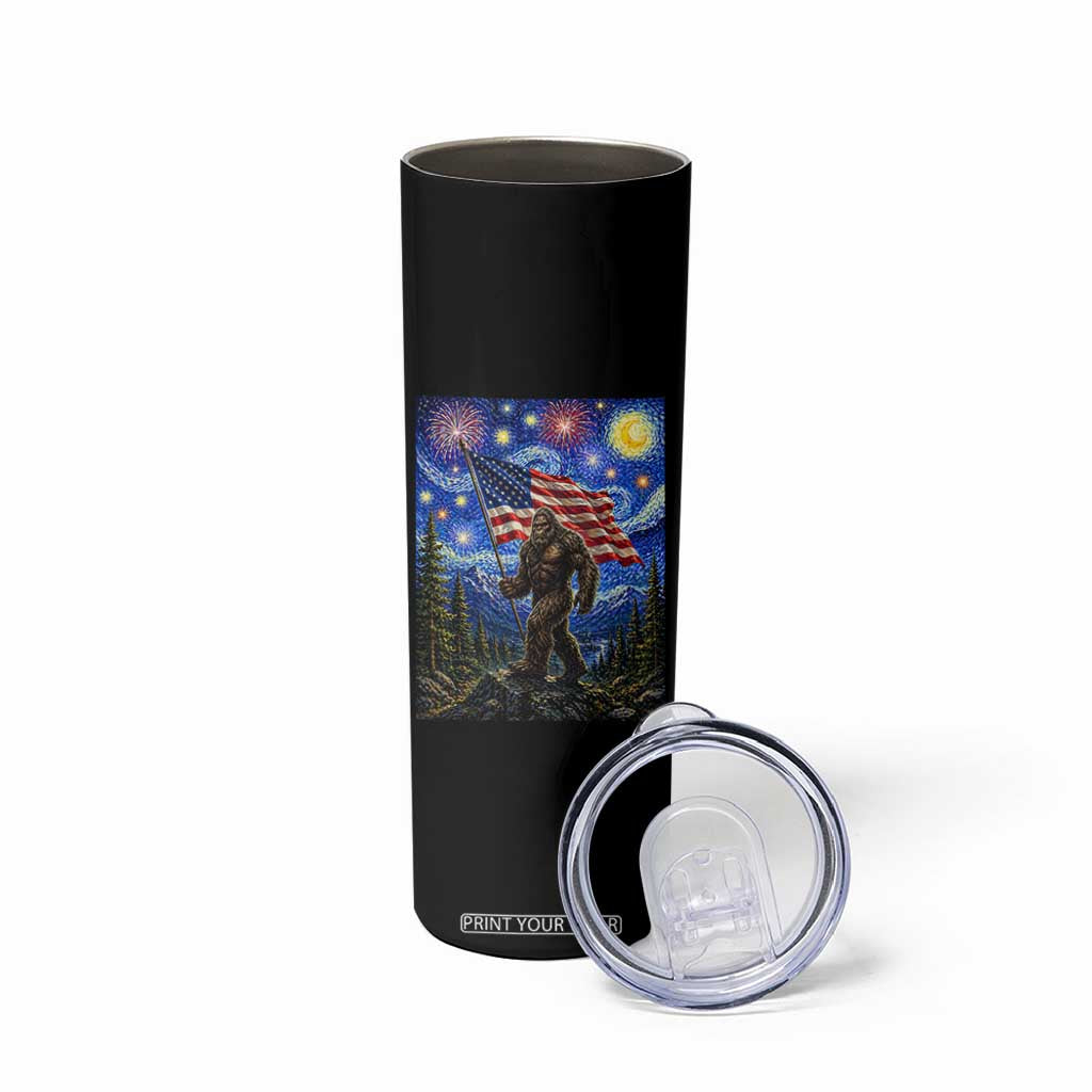 Bigfoot Patriotic 250 Years of Freedom Skinny Tumbler American USA Flag Stary Night TS14 Print Your Wear