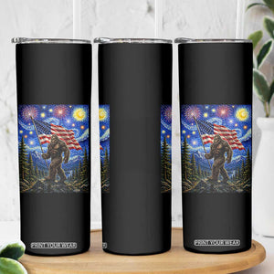 Bigfoot Patriotic 250 Years of Freedom Skinny Tumbler American USA Flag Stary Night TS14 Print Your Wear