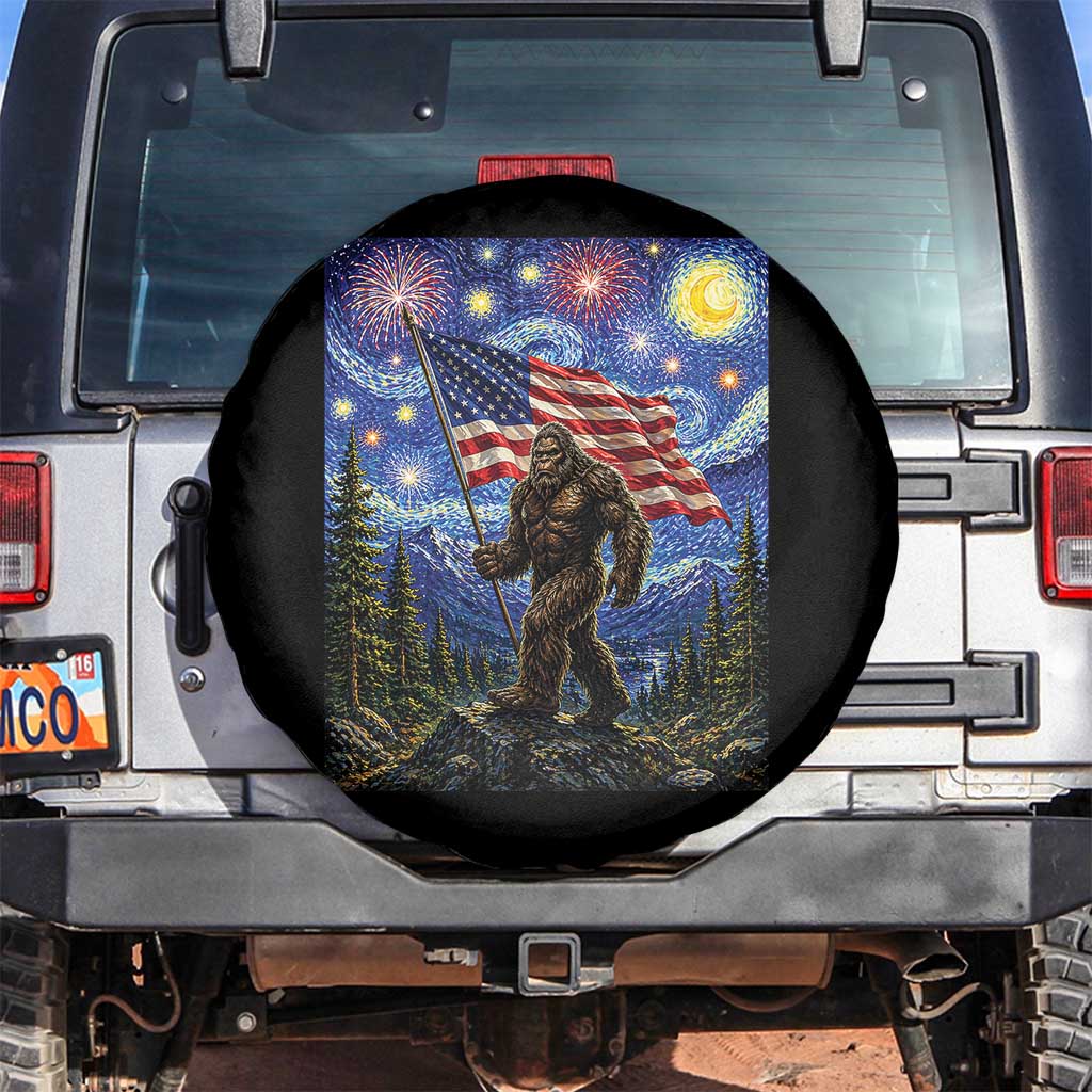 Bigfoot Patriotic 250 Years of Freedom Spare Tire Cover American USA Flag Stary Night TS14 No hole Black Print Your Wear