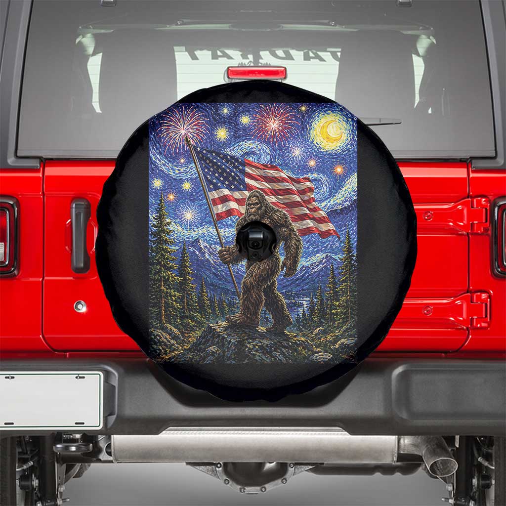 Bigfoot Patriotic 250 Years of Freedom Spare Tire Cover American USA Flag Stary Night TS14 Black Print Your Wear